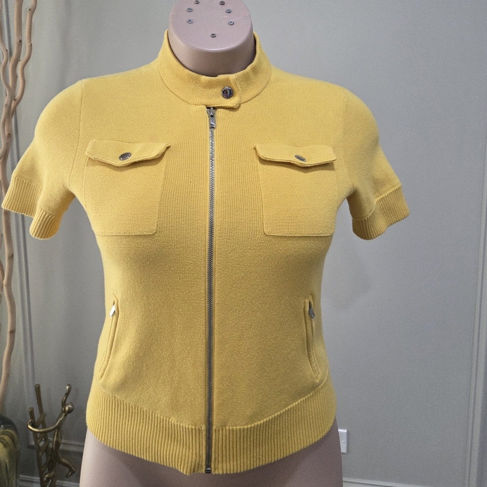 Lauren Ralph Lauren Petite  Yellow Short Sleeve Zip-Up Jacket Sz.M/P